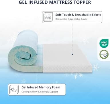 4 Inch Gel Memory Foam Mattress Topper King Size, Cooling Bed Topper for Pressure Relief with Removable Breathable Soft Cover, CertiPUR-US Certified - Image 4