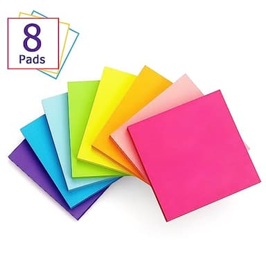 Eastern Wolf 8 Pads Sticky Notes 3x3 Self-Stick Notes 8 Bright Multi Colors Purple Sticky Notes, 85 Sheet/Pad - Image 2