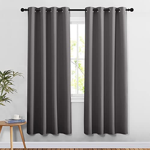 NICETOWN Grey Blackout Curtains & Drapes for Doorway - Grommet Privacy Door Curtains Noise Reducing Thermal Insulated Window Treatments for Bedroom/Living Room (2 Panels, W52 x L78) - Image 1