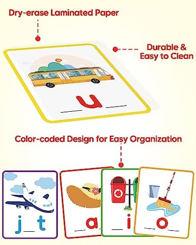 Gojmzo CVC Word Writing & Spelling Flash Cards, Preschool Learning Toddler Activities, Kindergarten Homeschool Supplies, Sight Words Reading Game, Montessori Educational Toys for 3 4 5 6 Year Old Kids - Image 5