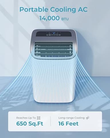 EUHOMY Portable Air Conditioners, 14000 BTU Portable AC Unit up to 700 Sq.Ft, 4-in-1 Portable Air Conditioner with Cool,mDehumidifier, Fan, Sleep Mode, 24H Timer, Remote, for Apartment, RVs, Bedroom - Image 5