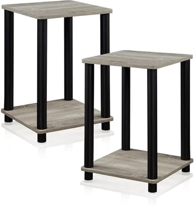 FURINNO Stylish End Table, French Oak Grey/Black,2-Pack (2-99800GYW) - Image 1