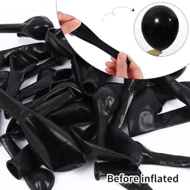 RUBFAC 145pcs Black Balloons Latex Balloons 18 12 10 5 Inch Party Balloon Kit Different Sizes for Birthday Party Wedding Balloon Graduation Baby Shower Decoration - Image 8