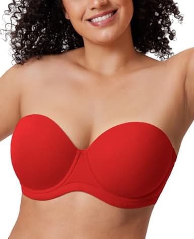 DELIMIRA Women's Underwire Contour Multiway Full Coverage Strapless Bra Plus Size Lipstick Red 36G - Image 1