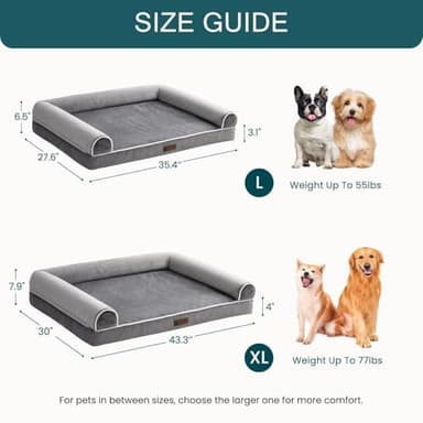 MEWOOFUN Dog Bed Medium Size, Large Dog Bed with Egg Foam, Washable Orthopedic Bed with Waterproof Removable Cover, Big Waterproof Couch Sofa Bed (L, Grey) - Image 4
