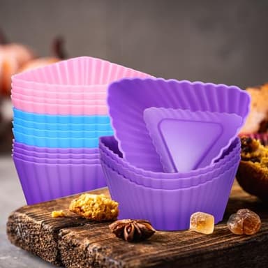 Cabilock 12pcs Silicone Cake Molds Reusable Non-stick Cupcake Liners Muffin Baking Cups Triangle Shape Pudding Jelly Molds for Baking - Image 5