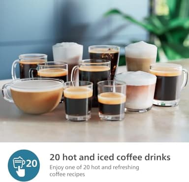 Philips 5500 Series Fully Automatic Espresso Machine, LatteGo Milk System, Integrated Grinder, 20 Hot & Iced Coffee Pre-Sets, SilentBrew, 15-Bar, Black Chrome (EP5544/94) (Renewed) - Image 5