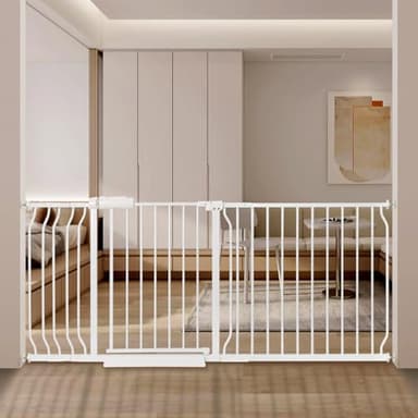 Extra Wide Baby Gate with Door Pressure Mounted 66.92-71.65 Inch,Child Baby Gates for Doorways No Drilling,Walk Through Dog Gate Indoor for The House Kitchen Stairs,White - Image 1