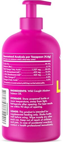 Wild Alaskan Salmon Oil for Dogs & Cats - Pure Fish Omega 3 6 9 Liquid EPA DHA Fatty Acids - Skin & Coat Supplement - Supports Joint Function, Brain, Eye, Immune & Heart Health - Made in USA 32 oz - Image 7