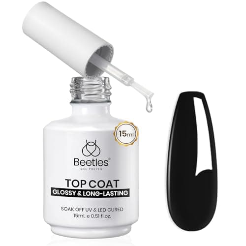Beetles Extra Glossy Gel Top Coat - 15ml Clear Glossy No Wipe Top Coat Gel Nail Polish High Shine Long Lasting Nail Surface Protection Manicure Fall Nail Gifts for Women - Image 1
