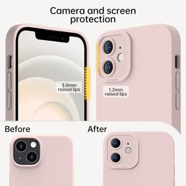 Kiresen Designed for iPhone 12 Mini Case with Screen Protector - Upgraded Camera Protection - Wireless Charging Compatible - Silicone Protective Phone Case 5.4" for Men Women Girls - Light Pink - Image 4