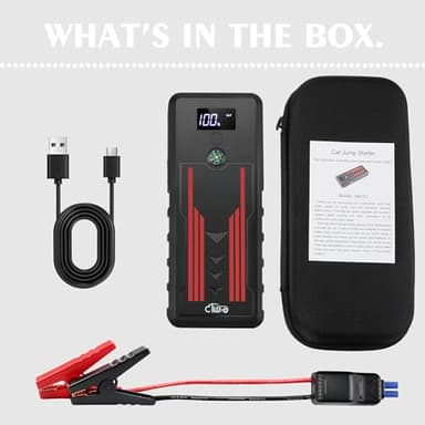 Car Jump Starter 1000A, CTWJO Portable Jump Starter Battery Pack for Up to 7.2L Gas and 5.5L Diesel Engines, 12V Jump Box with USB-C Smart Port, Compass, LCD Screen, LED Light, Travel Case - Image 6