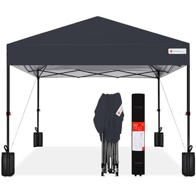Best Choice Products 12x12ft 1-Person Setup Pop Up Canopy Tent Instant Portable Shelter w/ 1-Button Push, Case, 4 Weight Bags - Gray - Image 1
