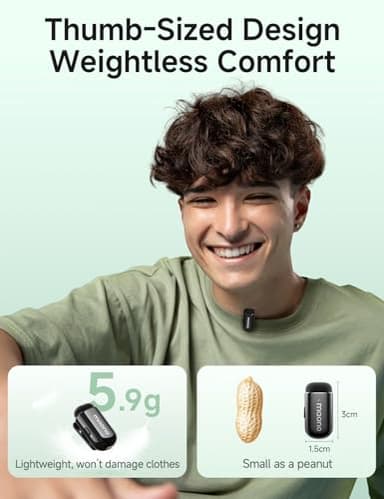 MAONO Wave T1 Mini Wireless Lavalier Microphone for iPhone 16 15 Android Tablet PC with USB-C Plug, Noise Cancellation, AI Voice Filter, 30H Used with Charging Case for Video Recording TikTok YouTube - Image 5