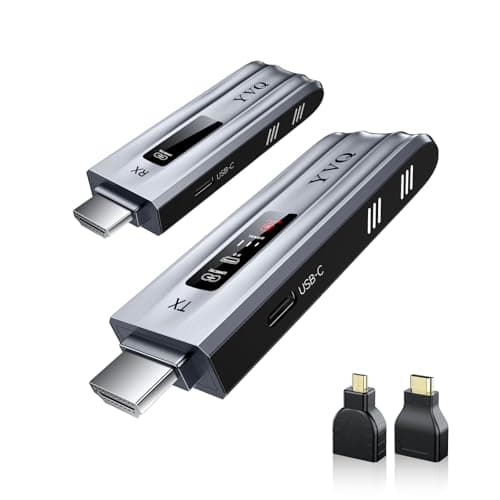 YVQ 2025 Upgraded Wireless HDMI Transmitter and Receiver, 4K Decode, 100FT Range, 2.4G/5G Plug & Play, No App/Bluetooth, Metal Housing, for Streaming Video & Audio to HDTV/Projector/PC/Laptop/TV Box