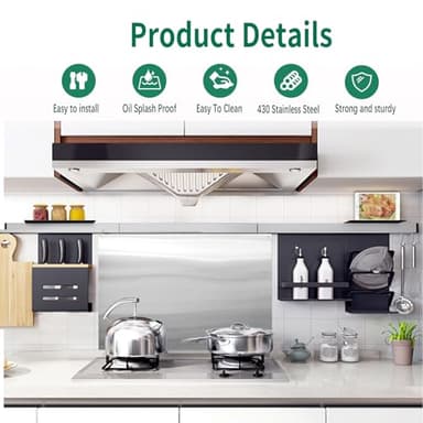 30" x 24" Stainless Steel Stove Backsplash Panel Ultra-Thin Flush Mount Splash Guard for Kitchen Wall, Heat & Stain Resistant, Easy Installation with Pre-Drilled Holes - Image 4