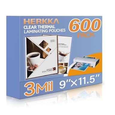 HERKKA 600 Pack Laminating Sheets, Holds 8.5 x 11 Inch Sheets, 3 Mil Clear Thermal Laminating Pouches 9 x 11.5 Inch Lamination Sheet Paper for Laminator, Round Corner Letter Size - Image 1