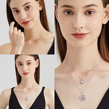 IVY TAILI Silver Evil Eye Necklace Layered Necklaces for Women 18k Gold Plated Adjustable Third Eye Necklace Evil Eye Protection Jewelry for Women - Image 4