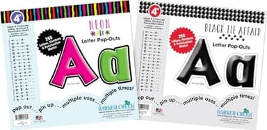 Barker Creek Letter Pop-Out Set, 4” Neon Lights, Set Includes 510 4" Letters, Numbers & Punctuation Marks, Multicolor Designer Letters, Office, Home, and School Décor (4431 - Image 3