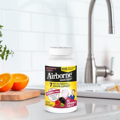 Airborne Vitamin C 1000mg (per Serving) - Very Berry Chewable Tablets (116 Count in a Bottle), Gluten-Free Immune Support Supplement, with Vitamins A C E, Zinc, Selenium, Ginger, Antioxidants - Image 17