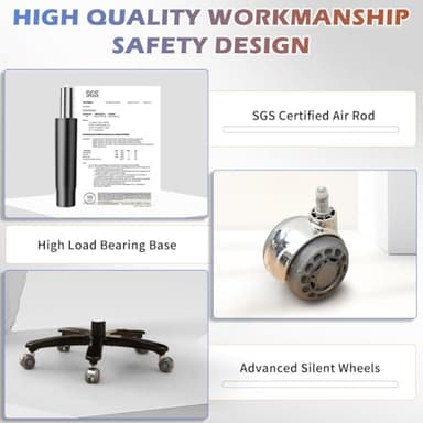 BOSMILLER Big and Tall Office Chair 650lbs for Heavy People with Massage and Heating, Adjustment Lumbar Support Heavy Duty Leather Executive Office Chair with Quiet Wheels - Image 9