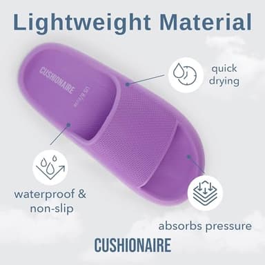 CUSHIONAIRE Feather Slides – Comfortable Cloud Cushion House Slippers for Women, Indoor Outdoor EVA Foam Foot Spa Shower Shoes, Non-Slip Arch Support, LAVENDER 7 - Image 4
