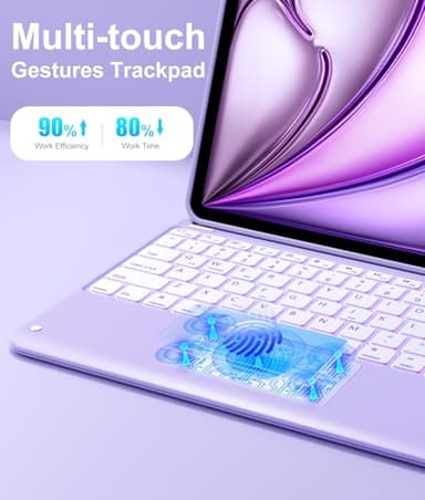 Hamile for iPad Air 13-inch Case Keyboard (M3/M2) - Magnetic Wireless Keyboard with Multi-Touch Trackpad 7 Colors Backlit Stain Proof Folio Cover for iPad Pro 12.9 6th 5th 4th 3rd Generation - Purple - Image 4