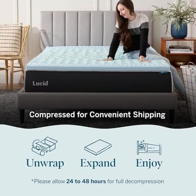 LUCID Gel Infused Memory Foam Mattress Topper – 2 Inch Mattress Topper – 5 Comfort Zones Relieve Pressure – CertiPUR-US Certified Foam - Queen - Image 5