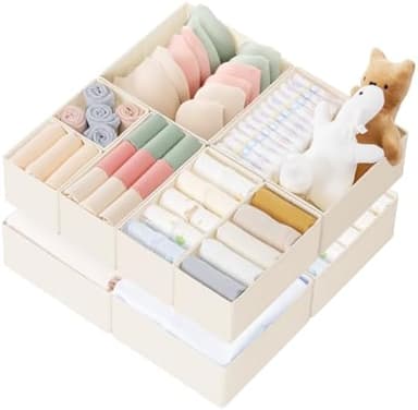 Criusia Drawer Organizer Clothes, 10 Pack Dresser Organizer for Baby Clothes, Underwear, Sock- Foldable Closet Organization and Storage Dividers Bins for Nursery, Bedroom (Beige - Image 3