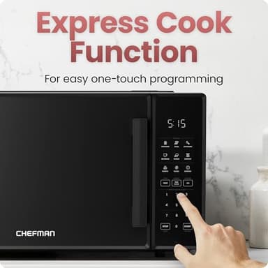 Chefman Countertop Microwave Oven 1.1 Cu. Ft., 1000 Watts with 10 Power Levels, 6 Cooking Presets with One-Touch Express Cook, Eco Mode, Child Safety Lock, & Mute Button - Black - Image 5