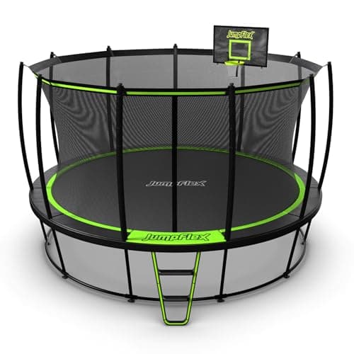 JumpFlex Trampoline with Basketball Hoop - Hero 12FT 14FT 15FT Round Outdoor Backyard Trampoline ASTM Approved with Net Safety Enclosure & Ladder Playset with Fast Assembly - Image 1