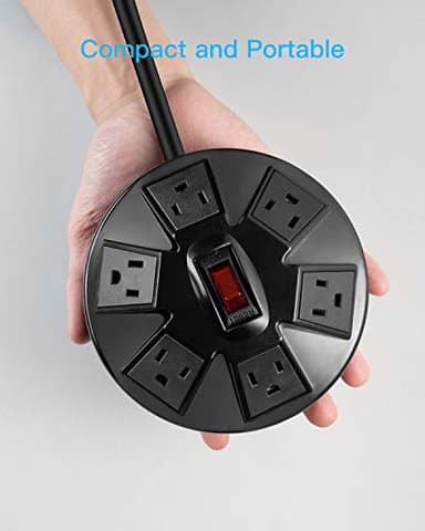 KMC 6-Outlet Surge Protector Power Strip with 2 USB (2.4A), Overload Protection, 15A 14AWG 6-Foot Cord Wire Extension Universal Socket - Image 4