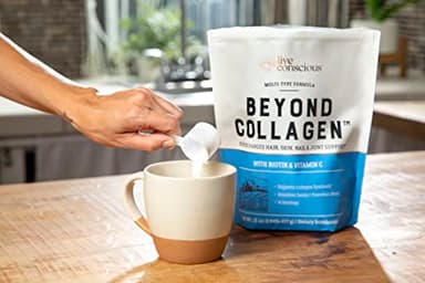 Live Conscious Beyond Collagen Multi Collagen Powder for Women w/Types I, II, III, V & X - Keto Friendly, Hydrolyzed Collagen Peptides Powder Blend w/Biotin & Vitamin C 41 Servings - Image 6