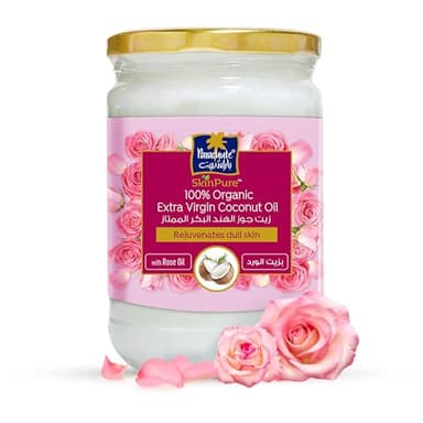 Parachute Advansed SkinPure 100% Organic Extra Virgin Coconut Oil with Rose Oil |Face & Body Oil Moisturizer |Boosts Collagen| Cold Pressed | 6.7 fl.oz | Glass Jar (Pack of 2) - Image 2