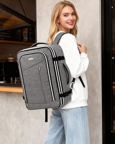 Travel Carry On 17.5" Laptop Expandable Backpack for Men Women, Personal Item Bag Waterproof Airline Approved with USB Charging Hole 3 Packing Cubes, Large Weekender Daypack Business Luggage Suitcase - Image 2