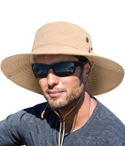 FURTALK Sun Hats for Men Fishing Hat UPF 80+ Foldable Wide Brim Outdoor Hiking Beach Summer Hats Khaki - Image 1