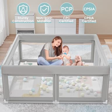 Hiaksedt 50 x 50 inch Baby Playpen with Mat Small Playpen for Babies and Toddlers Baby Fence Playards - Image 4
