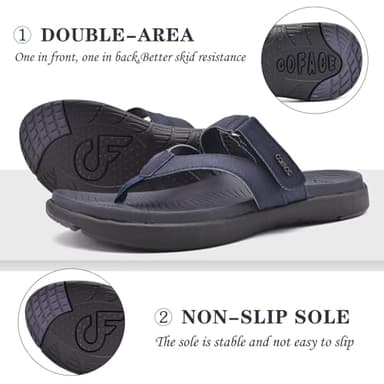 COFACE Womens Orthopedic Flip Flops Ladies Slip On Athletic Yoga Memory Foam Cushioned Recovery Walking Thong Sandals Summer Beach Pool Slippers Comfortable Plantar Fasciitis Arch Support Navy Size 7 - Image 6