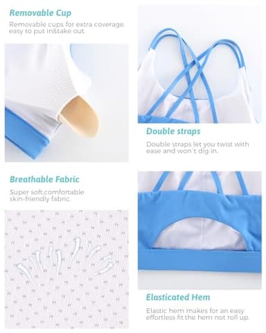 RUNNING GIRL Sports Bras for Women,Strappy Back Workout Bras Padded Supportive Blue Sports Bra Plue Size(WX2354Bright Blue,XL) - Image 5