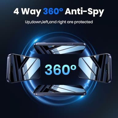 WSKEN for iPhone 17 Pro Max Privacy Screen Protector - [4 Way 360 Anti Spy] [Auto Dust-Remove] 10X Military Shatterproof 4 Directions Zero Bubble Anti Peep Tempered Glass Film for 17 Pro Max - Image 2