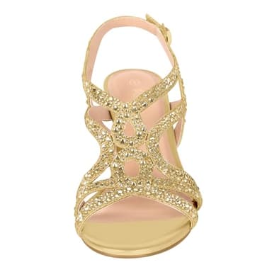 PIZZ ANNU Women's Amelia Heels Sandals Sparkle Crystal Open Toe Slingback High Heel Sandals Dress Pumps Shoes for Party Wedding, Gold 7.5 - Image 6