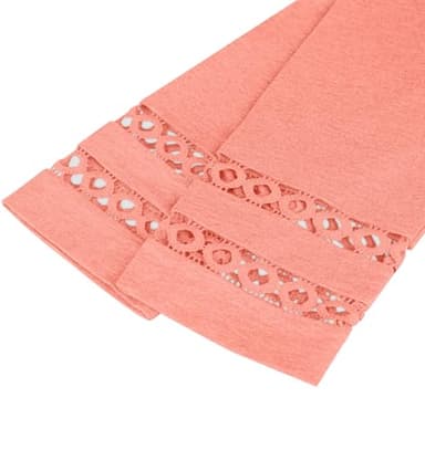 3/4 Length Sleeve Womens Tops and Blouses Lace Sleeve V Neck Tshirts Spring Outfits for Women 2025 Beach Vacation Clothes Coral L - Image 6