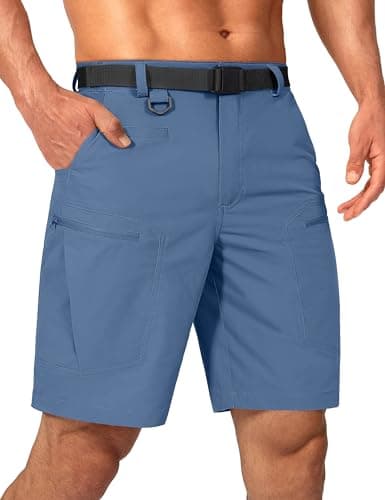 Shallowlulu Mens Cargo Hiking Shorts Water Resistant Quick Dry Lightweight Breathable Tactical Shorts with Nylon Belt(Pitch Blue 32W/10L) - Image 1