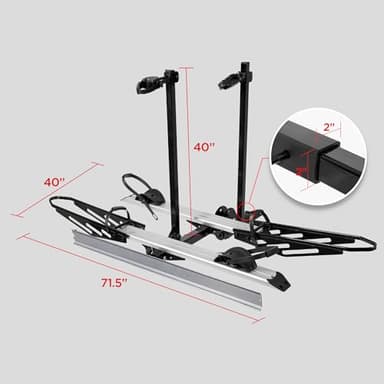 Rockland Foldable 2-Ebike Rack with Ramp, 200 lbs Capacity, Hitch Mount Electric Bike Rack, Fits up to 5" Fat Tire Width and 50" Wheelbase, Ebike Carrier Rack for 2" Receiver for Cars SUVs Vans RVs - Image 9