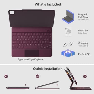 typecase Keyboard Case for iPad Pro 13-inch (M4) 2024,Magic Keyboard with 11 Colors Backlight for iPad Pro 13,Keyboard Case with Pencil Holder,Multi-Touch Trackpad,Easy-Set Magnetic Stand(Raspberry) - Image 8