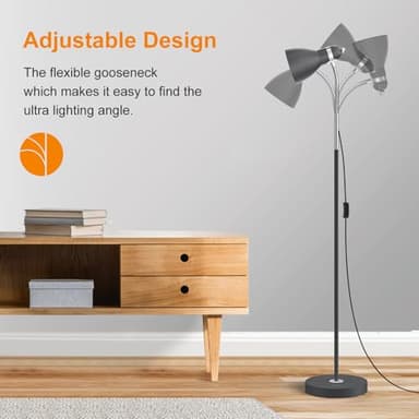 LEPOWER Floor Lamp, Metal Standing Lamp with Adjustable Gooseneck, Heavy Metal Base, Reading Pole Lamp for Office, Black Floor Lamps for Bedroom, Living Room - Image 4