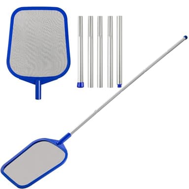 coclothy Pool Skimmer Net - 5 Foot Pool Net with 5 Connecting Aluminum Pole Sections, Fine Mesh Net, Fast Cleaning of Debris, 60" Long, Spas, Tub & Ponds - Image 1
