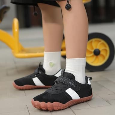 KUBUA Kids Barefoot Shoes Boys Girls Sneakers Lightweight Durable Tennis Shoes School Gym Sports Black 3.5 Big Kid - Image 8