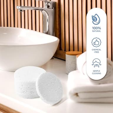 50-Count Compressed Facial Sponges, GAINWELL White Cellulose 100% Natural Cosmetic Spa Sponges for Facial Cleansing, Exfoliating Mask, Makeup Removal - Image 7