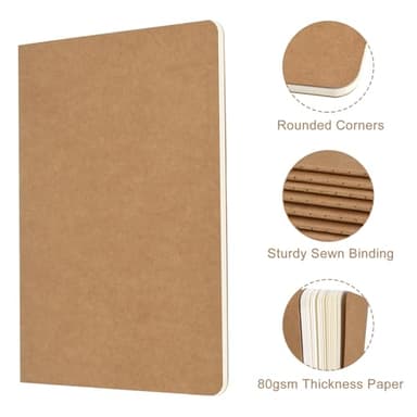 ZCZN 50 Pack A5 Kraft Notebooks Bulk, 8.15x5.5 Inches Lined Paper Journaling Notebooks, Notebooks for Work, Composition Notebooks for School, Journal Notebooks for Office, 60 Pages - Image 4